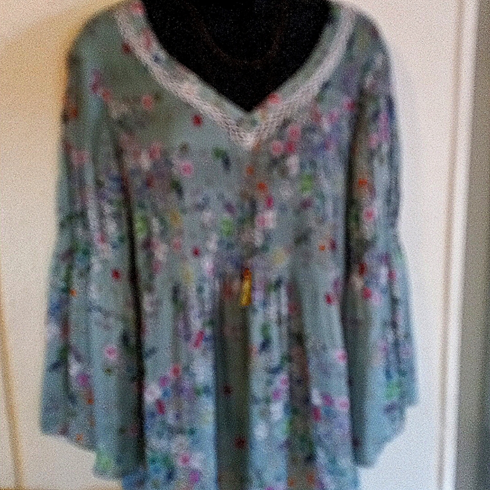 Bell sleeved floral chiffon top